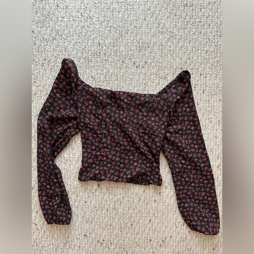 Red Floral Cropped Top